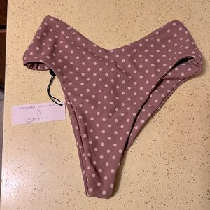 Skatie “Melly” Bikini Bottom — Mauve with Beige/Pink Polka Dots